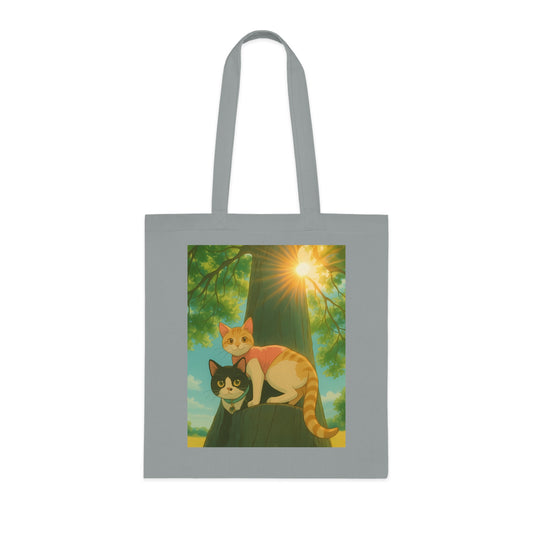 Cute Cat Art Cotton Tote Bag, Eco-Friendly Shopping Tote, Pet Lover Gift, Beach Bag, Reusable Grocery Bag