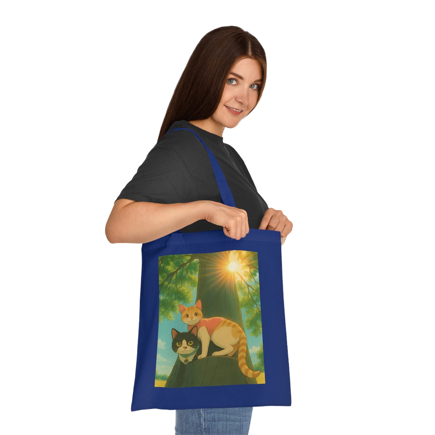 Cute Cat Art Cotton Tote Bag, Eco-Friendly Shopping Tote, Pet Lover Gift, Beach Bag, Reusable Grocery Bag