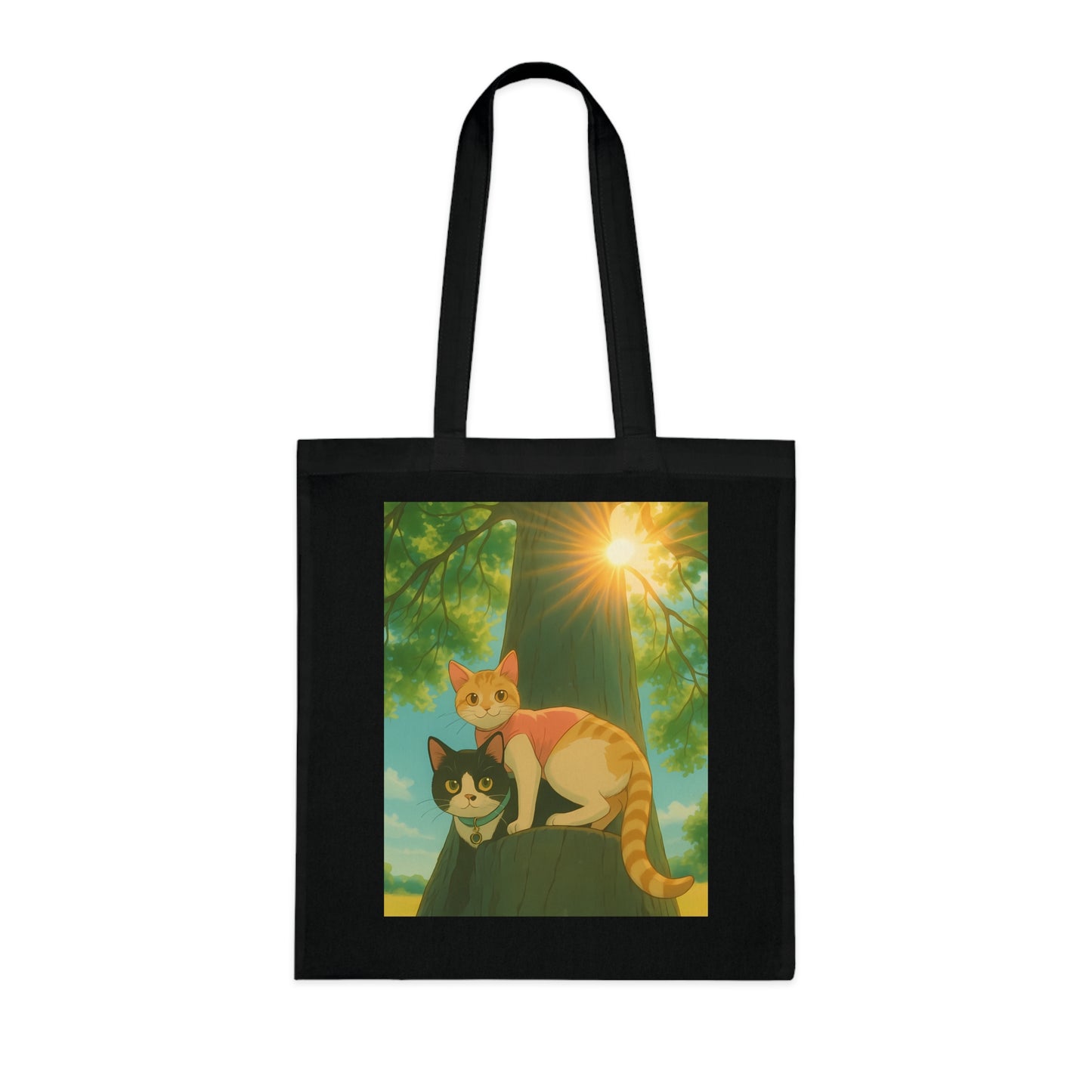 Cute Cat Art Cotton Tote Bag, Eco-Friendly Shopping Tote, Pet Lover Gift, Beach Bag, Reusable Grocery Bag