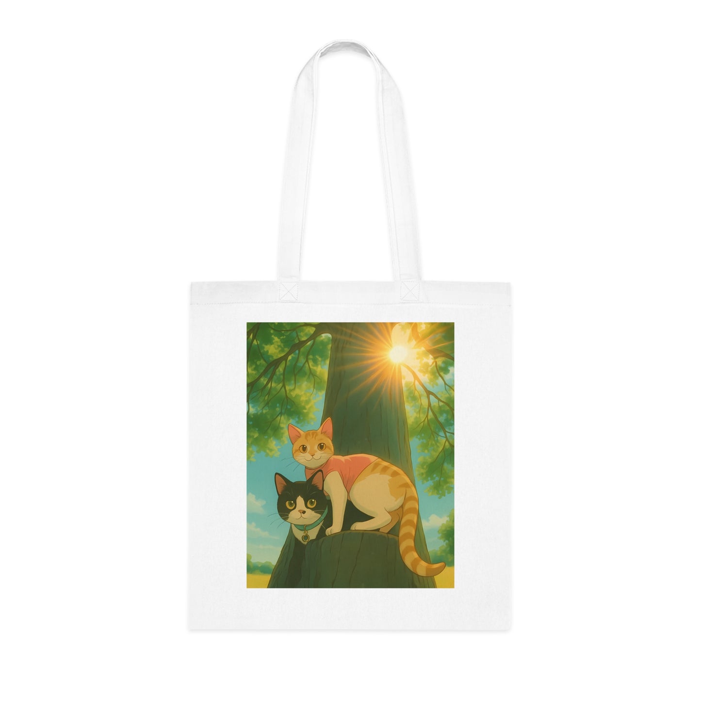 Cute Cat Art Cotton Tote Bag, Eco-Friendly Shopping Tote, Pet Lover Gift, Beach Bag, Reusable Grocery Bag