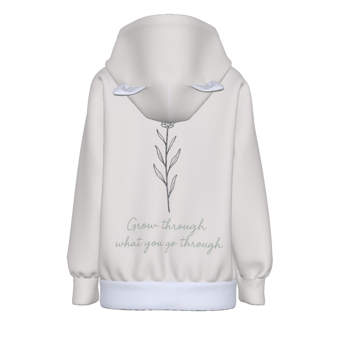 Cute but Strong – All-Over Cat Ear Hoodie with Quote