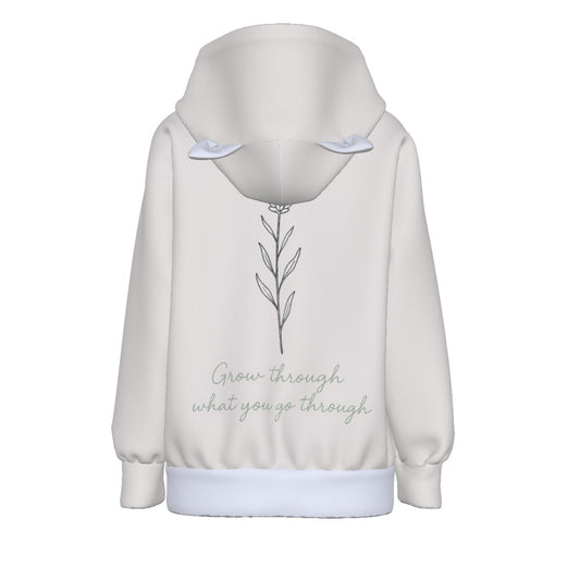 Cute but Strong – All-Over Cat Ear Hoodie with Quote