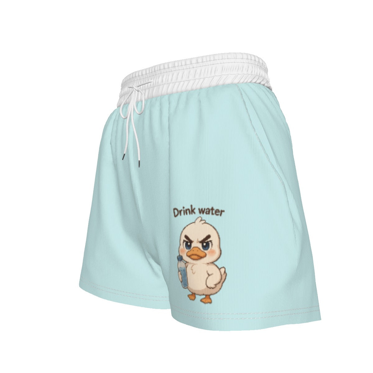 Drink Water, Stay Quacky – Cute Duck AOP Women’s Shorts
