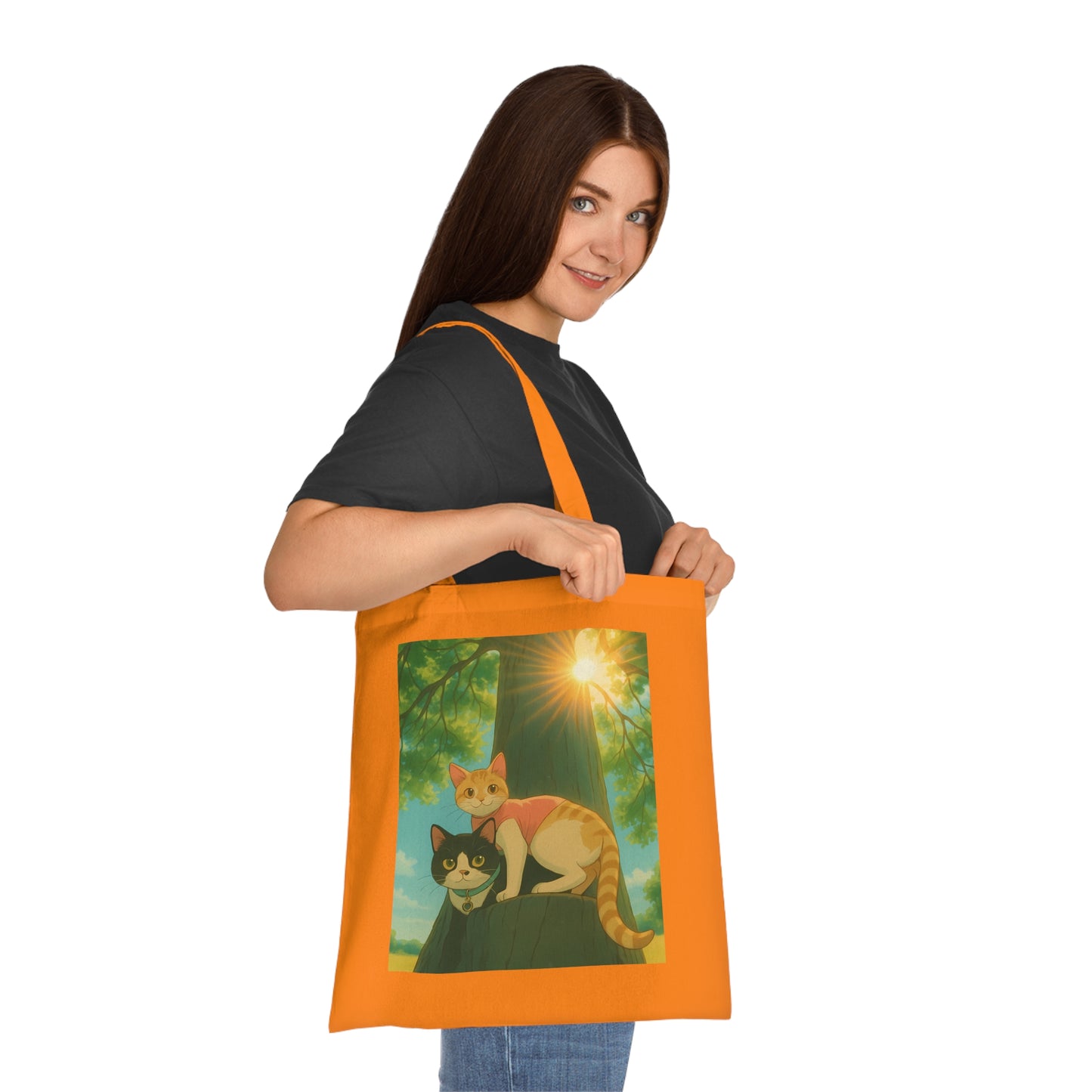 Cute Cat Art Cotton Tote Bag, Eco-Friendly Shopping Tote, Pet Lover Gift, Beach Bag, Reusable Grocery Bag