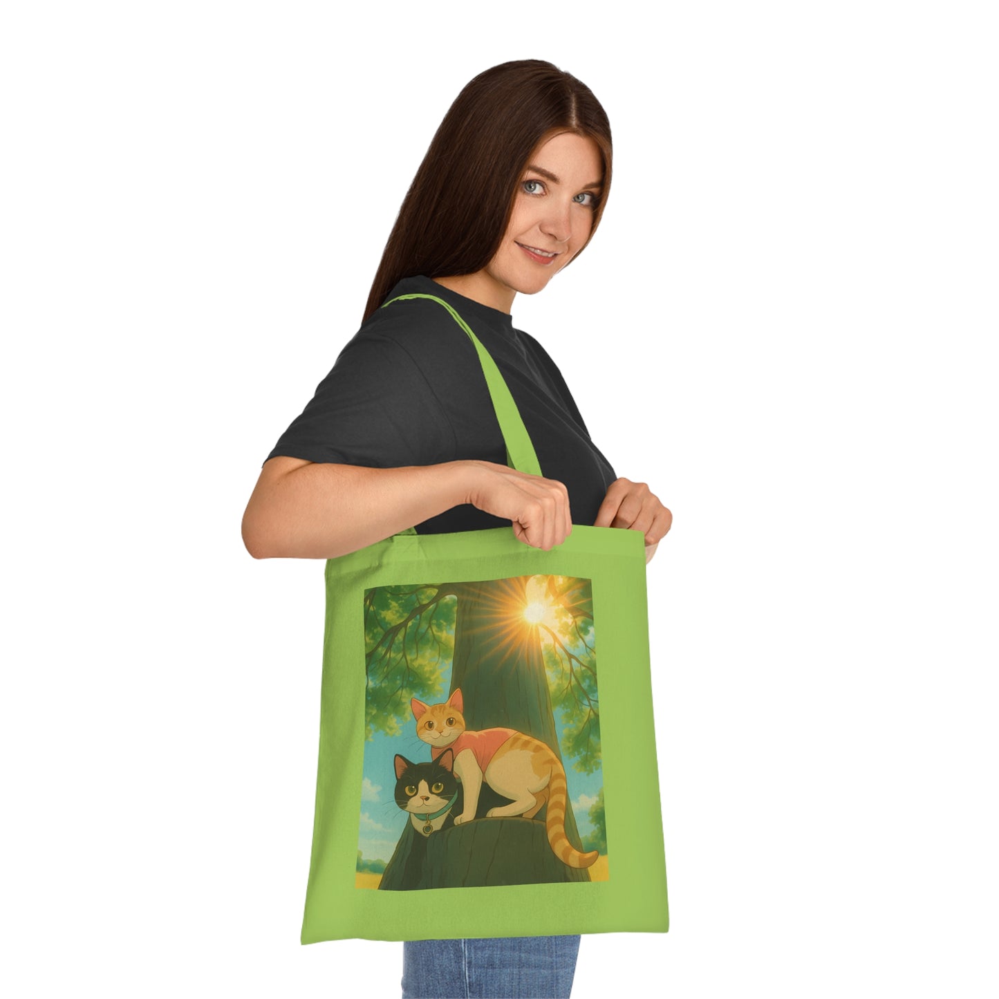 Cute Cat Art Cotton Tote Bag, Eco-Friendly Shopping Tote, Pet Lover Gift, Beach Bag, Reusable Grocery Bag