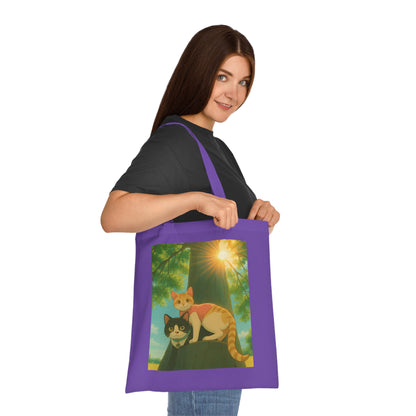 Cute Cat Art Cotton Tote Bag, Eco-Friendly Shopping Tote, Pet Lover Gift, Beach Bag, Reusable Grocery Bag