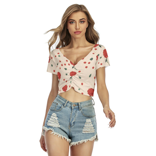 Red Blossom All-Over Print Raglan Crop Tee – Floral Street Style