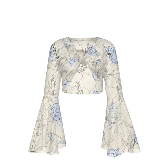 Blue Blossom All-Over Print Women’s Blouse – Elegant Floral Charm