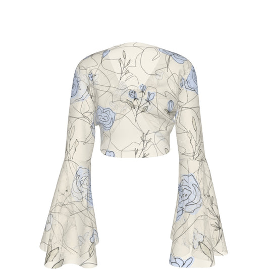 Blue Blossom All-Over Print Women’s Blouse – Elegant Floral Charm