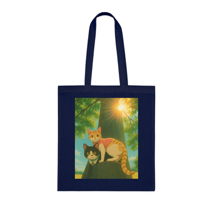 Cute Cat Art Cotton Tote Bag, Eco-Friendly Shopping Tote, Pet Lover Gift, Beach Bag, Reusable Grocery Bag